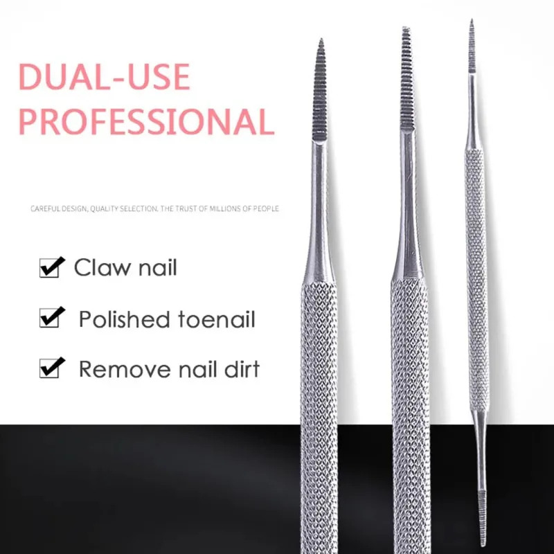 2Pcs Stainless Toe Nail Ingrown Toe Nail Lifter File Double Ended Sided Manicure Pedicure Toenails Clean Foot Care Correction view 3