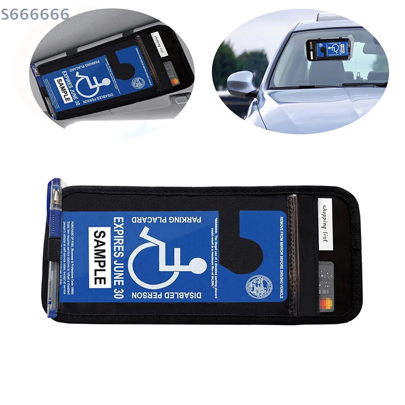 

Handicap Placard Holder For Car Sun Visor With Note Paper Slot Pen Holder For Auto Disabled Parking Permit Sign Protector