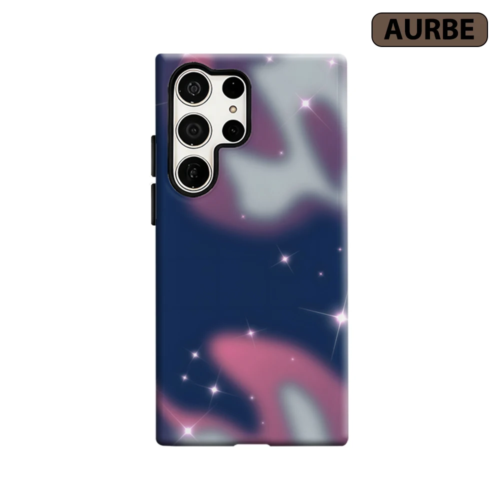 Pink Starry Gradient Phone Case for Samsung Galaxy S26 S25 Ultra S24 S23 Ultra Plus Shockproof Double Layer Tough Back Cover