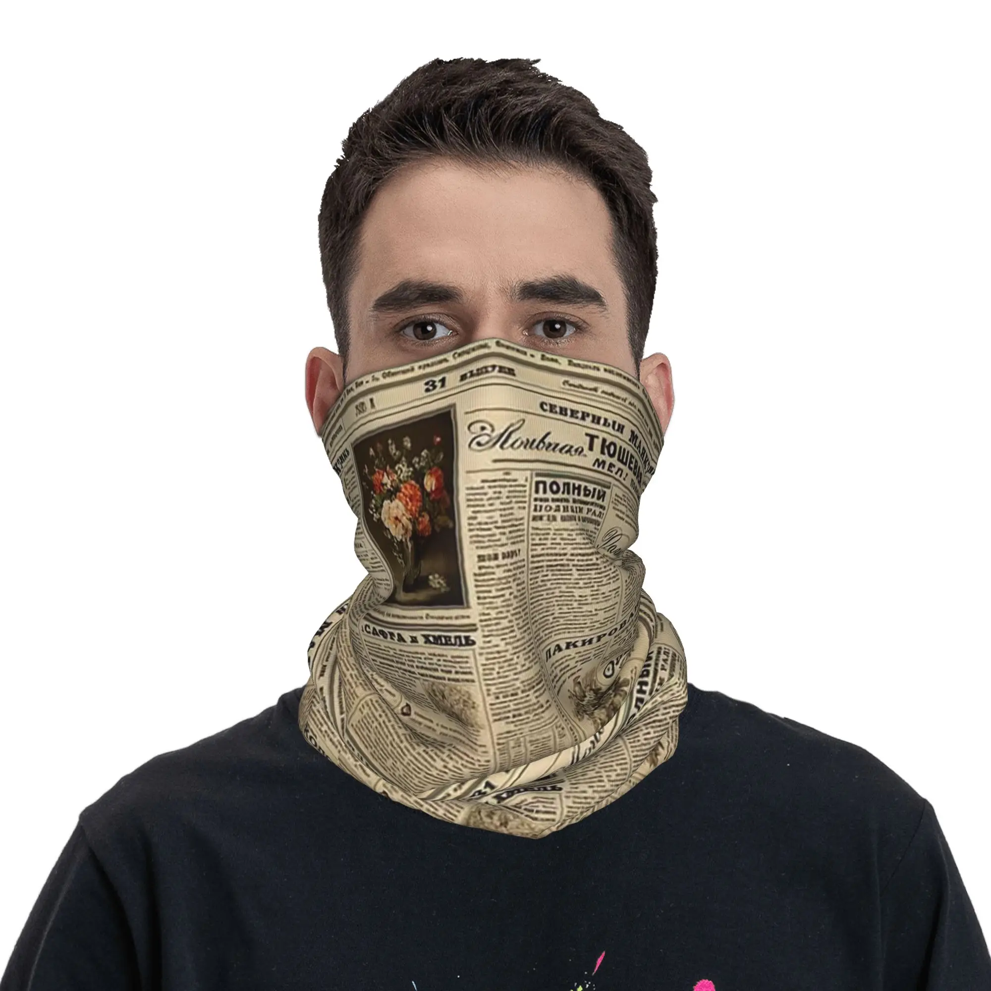 

Винтажная бандана с газетным принтом, многофункциональный головной убор для лица, дышащий, унисекс, для взрослых, для велоспорта