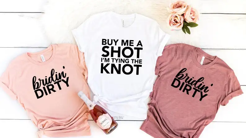 bridal party tshirt, bachelorette tees, bridesmaid proposal shirts I'm tying the knot bridin dirty 100% cotton Bridal Shower y2k