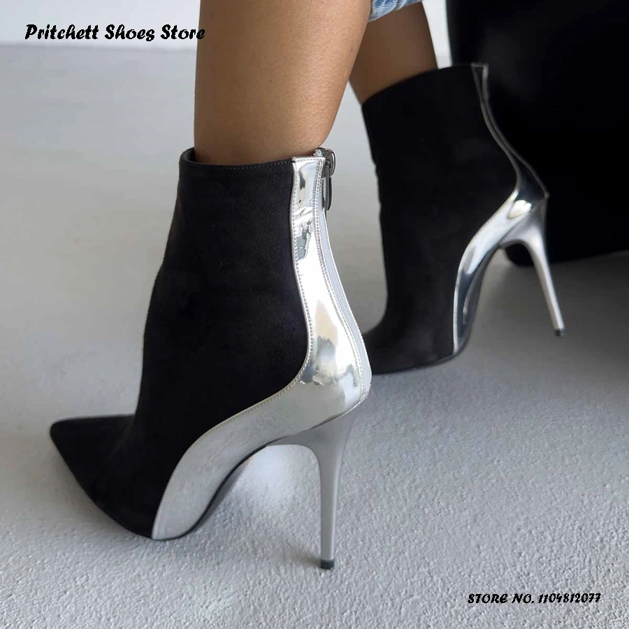 خليط الجلود المشذبة حذاء من الجلد المرأة أشار تو الكعوب رقيقة أحذية مكتب الحفلات ربيع الخريف عودة سستة الجلد المدبوغ الجوارب