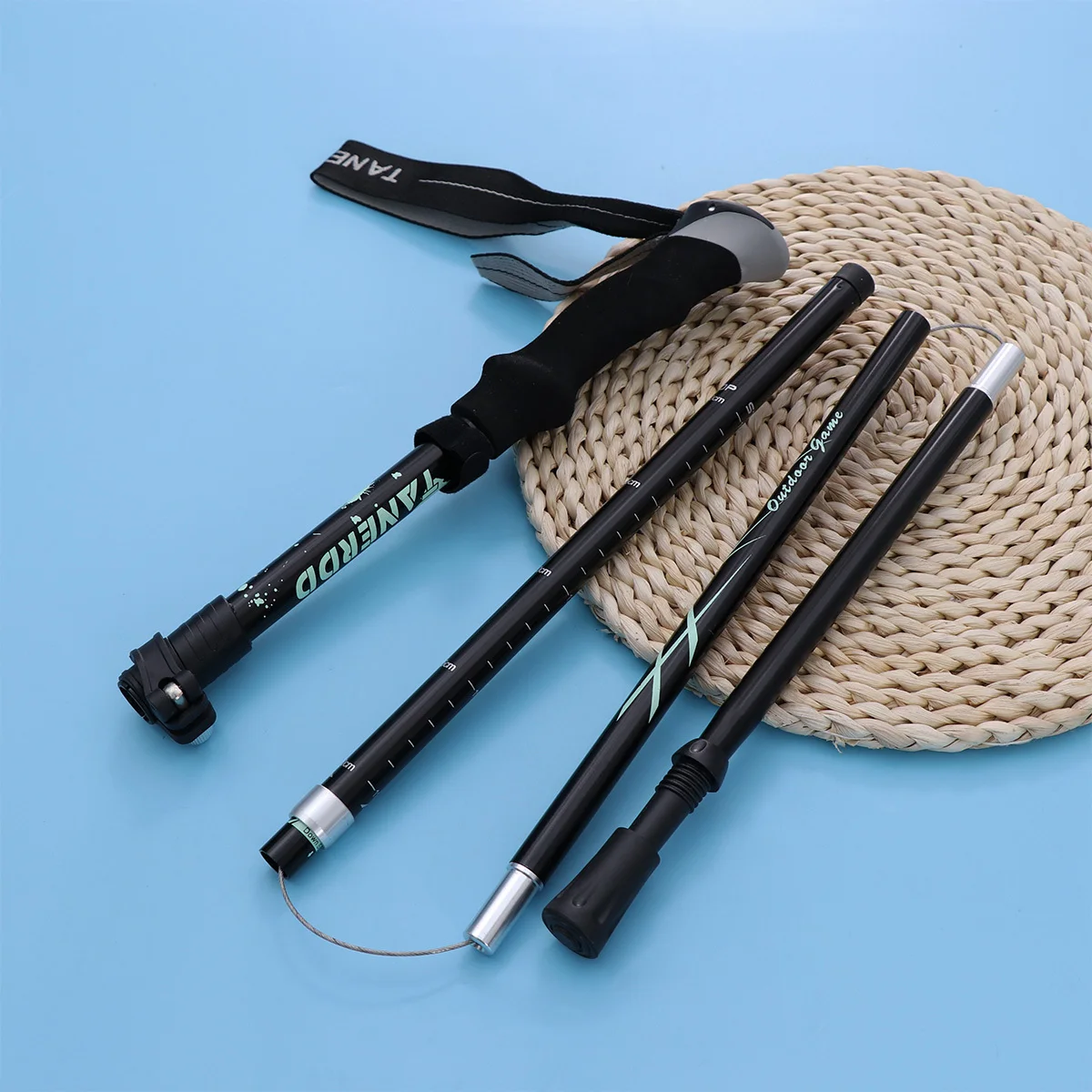 

Multi-Section Folding Aluminium Alloy Trekking Pole Ultra-Light Carbon Fiber Strengthened Durable Hiking Mountaineering Stick