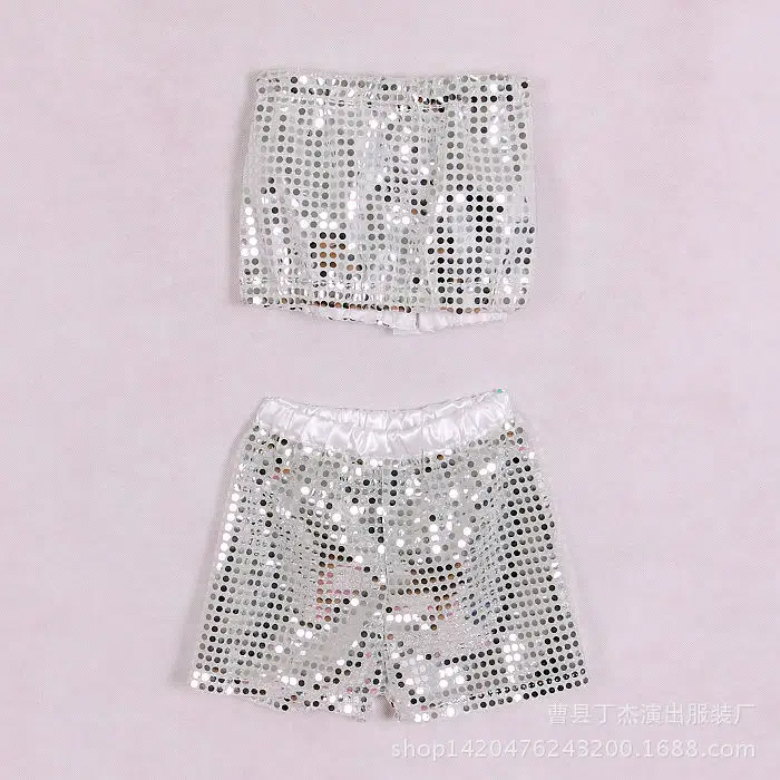 Children's sequin shorts, men's and women's sequin performance costumes, adult DJ dance street dance sequin shorts, multi-color