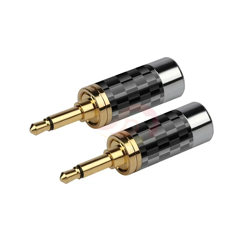 2pc 3.5mm Mono Headphone Plug 7.2mm*4mm Carbon Fiber Gold Plated Copper Jack 3.5 Audio Adapter Soldering Earphone Wire Connector