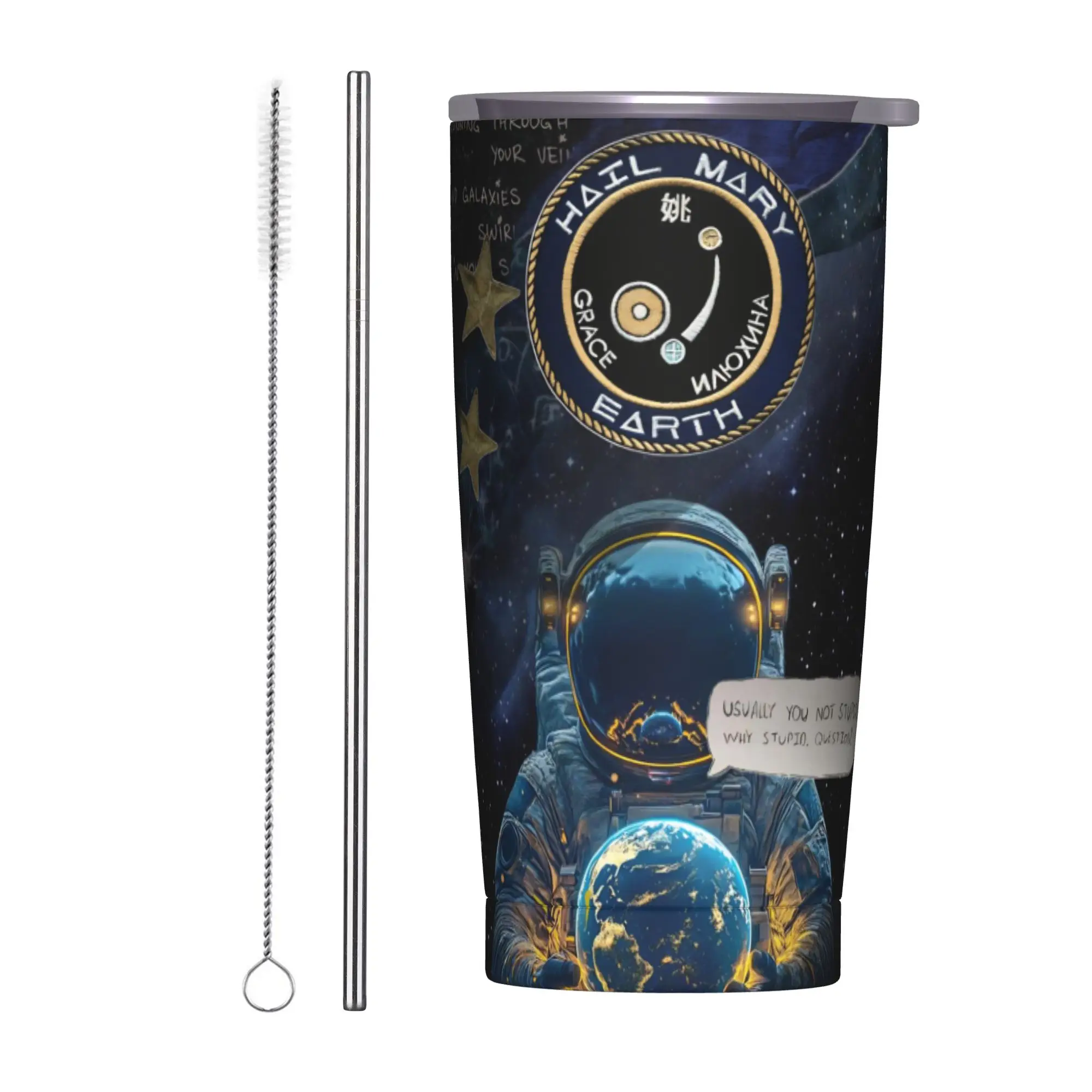 Project Hail Mary Movie 2026 Insulated Tumbler with Lid  Stainless Steel Thermal Mug Outdoor Travel Hot Cold Drinks Cups 20oz