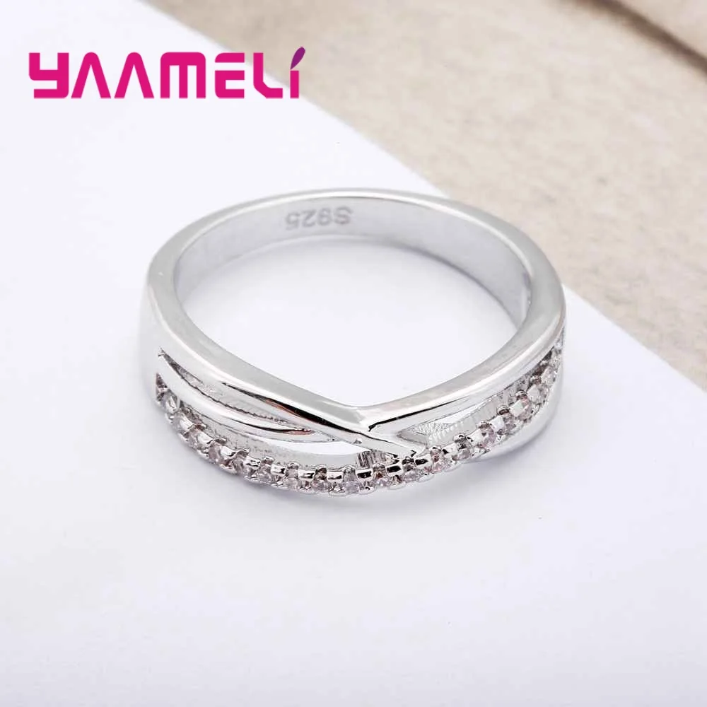 Cross Wedding Bands Rings with Shining Crystal CZ 925 Sterling Silver for Women Men Fashion Jewelry Wholesale Price