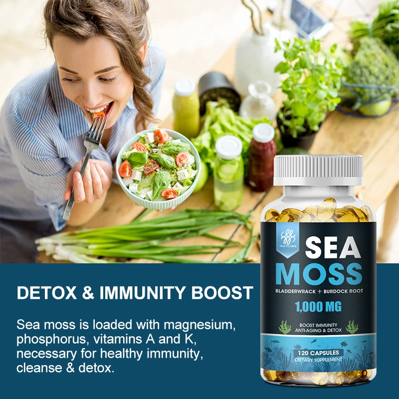 iMATCHME Organic Sea Moss Capsule Supports Thyroid Health Anti-aging Antioxidant Improve Immunity Detox Beauty Health