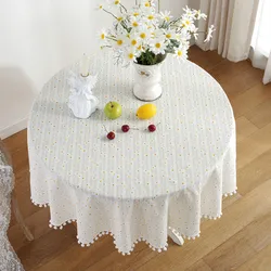 Floral Round Tablecloth with Tassel Flower Tablecloth Suitable for Kitchen Decorantion/Indoor and Outdoor Dining Table/Party
