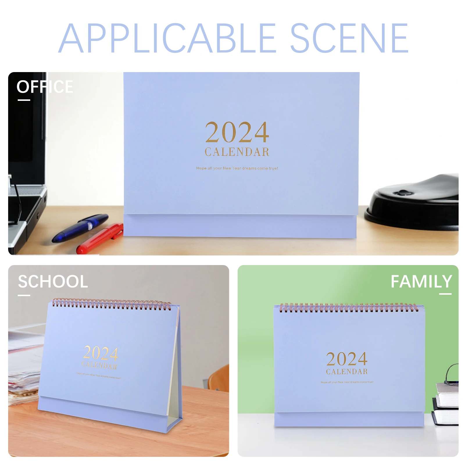 

2024 Large Coil Desktop Calendar Blue Big Size Daily Monthly Planner Memor um Office Supplies Desk Calendars 2024