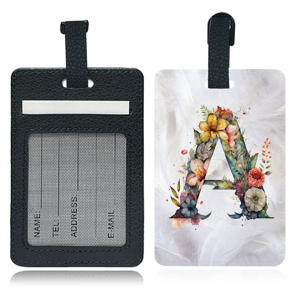 Travel Pu Luggage Tag Portable Personalized Luggage Boarding Pass Fashion Accessories ID Name Address Floral Letter Pattern