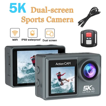 Action camera 5K WIFI Anti-shake dual screen waterproof 170° wide angle outdoor sports camera with remote control helmet camera