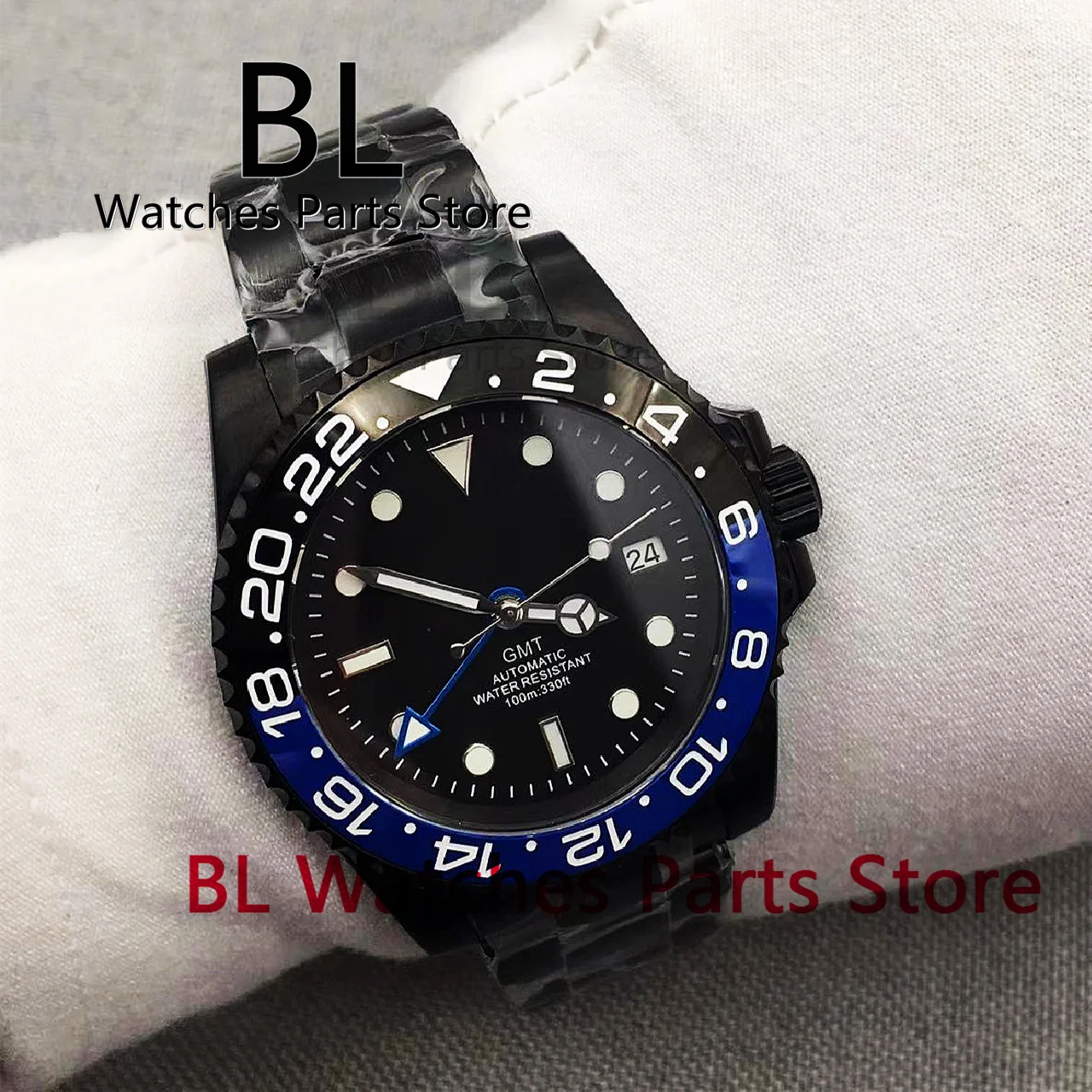 

BLIGER 40mm Watch For Men NH34 GMT DG3804 Automatic Mechanical Wristwatch Sapphire Glass Black Blue Bezel Reloj Hombre Date