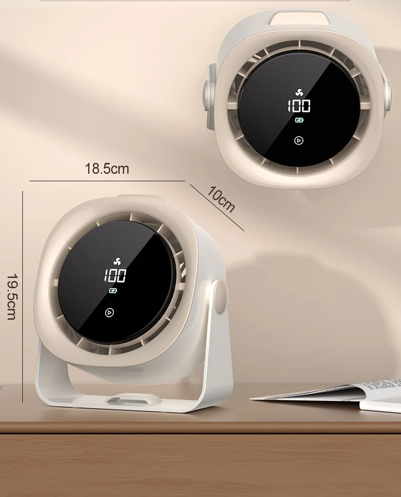 Desktop fan with charging, silent touchscreen, long-lasting circulation fan, wall-mounted desktop mini fan