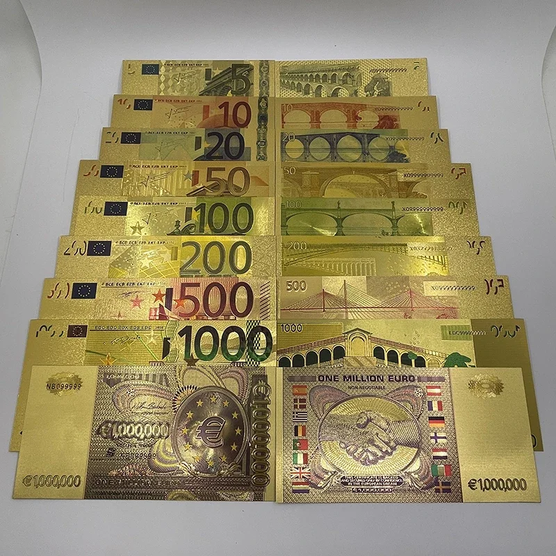 عملة الأوراق النقدية الأوروبية 5 10 20 50 100 500 1000 1000000   الأوراق النقدية الذهبية اليورو لمجموعة هدايا الأعمال