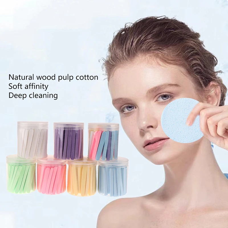 50pcs Compressed Disposable Face Wash Sponge Cleansing Cotton Pad Powder Puff Beauty Strip