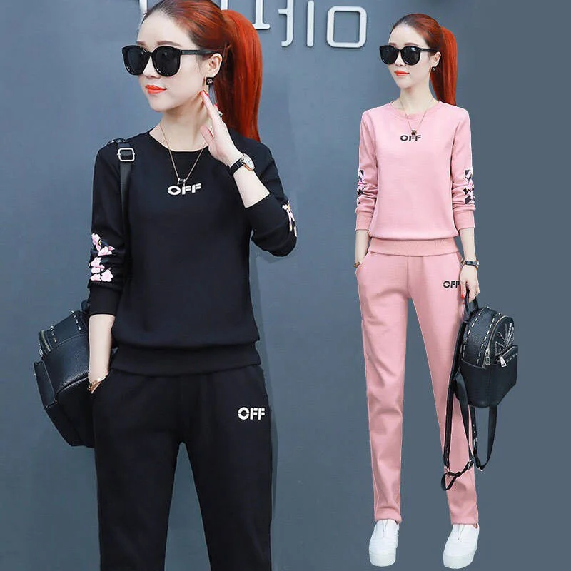 Women\'s Casual Sports Suit Fashion Spring Autumn 2024 New Loose Korean Style Long Sleeve Sweater Tops Pants Two Piece Set Ladie