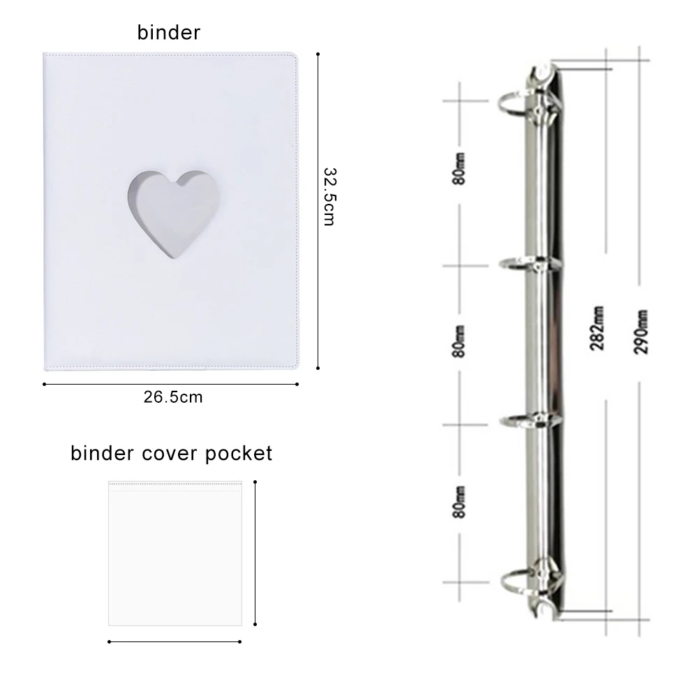 A4 PU Leather Heart-shaped Binder with Sparkling Star Cover Big Photo Album 10 Sleeves 4 Indexes 2 Partitions Photocard Holder