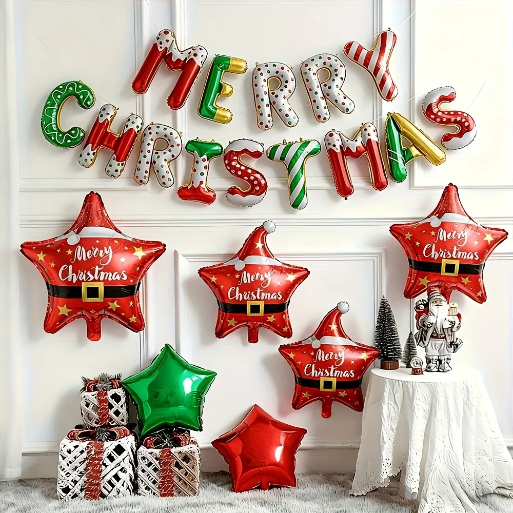Merry Christmas Letter Balloon, Merry Christmas Letter Balloon, Helium Compatible Backdrop Decoration, for Christmas Decorations