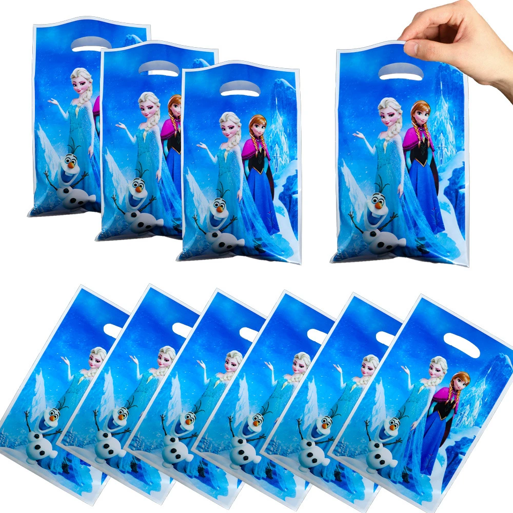 Disney Frozen Prinses Thema 10 Stks/partij Kinderen Meisjes Geven De Voorkeur Aan Gelukkige Verjaardagsfeestje Geschenken Verrassing Snoepzakken Decoraties Buit Tassen