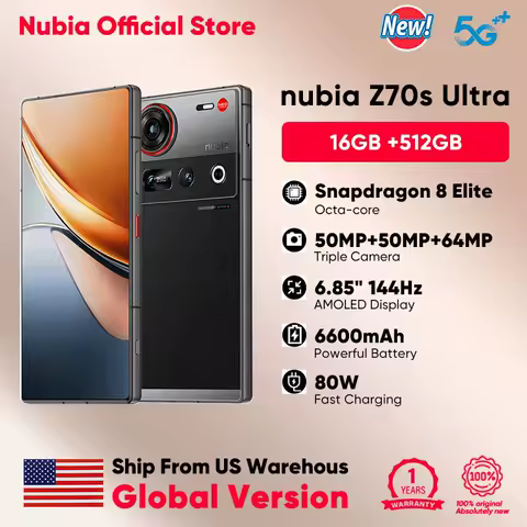 US Warehouse nubia Z70S Ultra US Version 5G Smartphone 6.85'' 144Hz OLED 80W Fast Charging IP69 Waterproof 6600mAh Battery