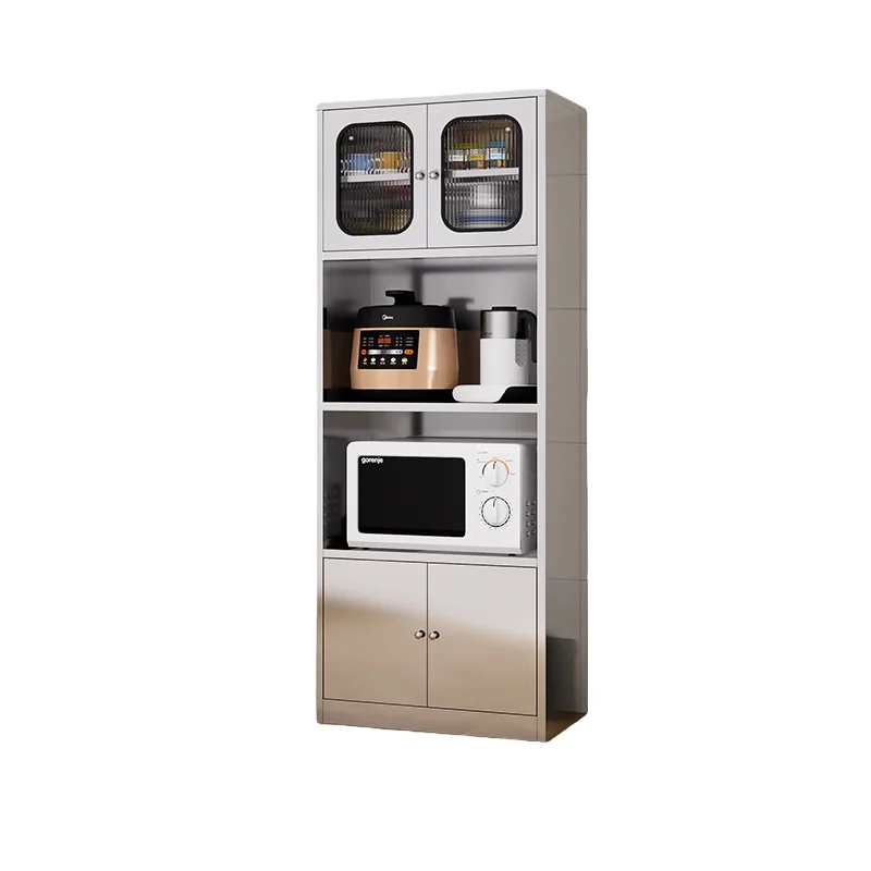 custom.Modern High-quality 304 Stainless Steel Adjustable Shelving Cabinet, with Long-hong Glass