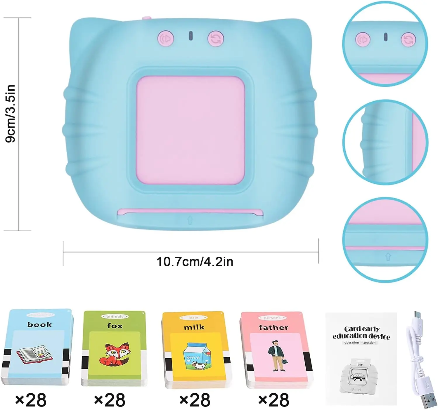 Lernkarte für die frühe Bildung, sprechende Lernkarten für Kinder im Vorschulalter, elektronische Früherziehungsmaschine, Geschenk für Kleinkinder, Montessori-Spielzeug