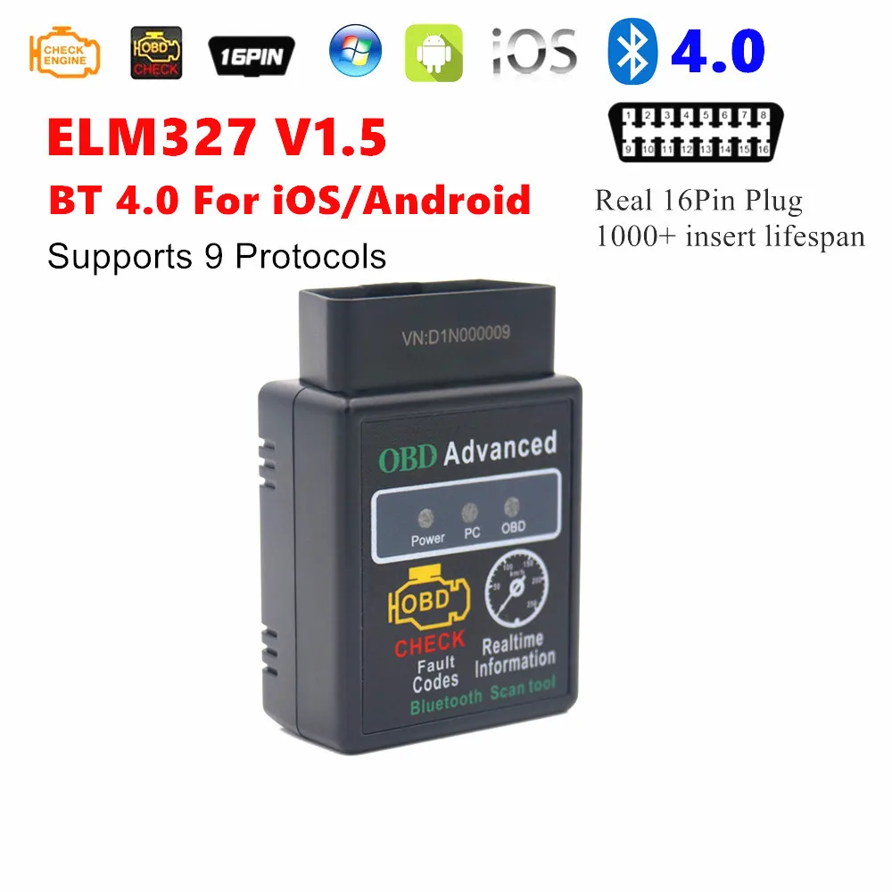 Автомобильный диагностический инструмент Mini V02H4 ELM327 Bluetooth OBD2 для Android и IOS для протокола OBDII 9