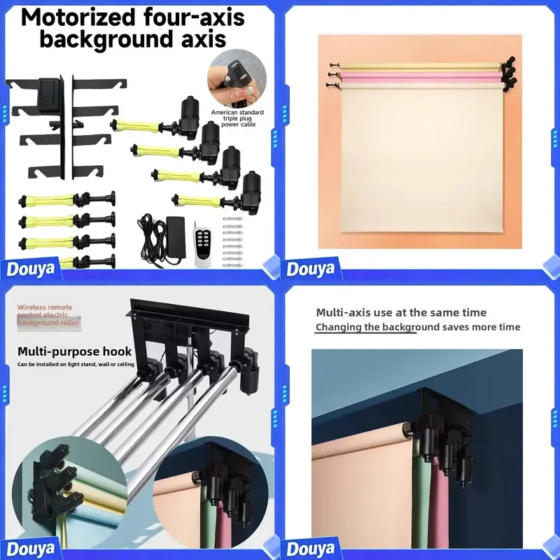 Wireless Remote-Control Electric Backdrop Dolly for Film TV Multi-Axis Options Mountable Light Stand Wall/Ceiling Plastic