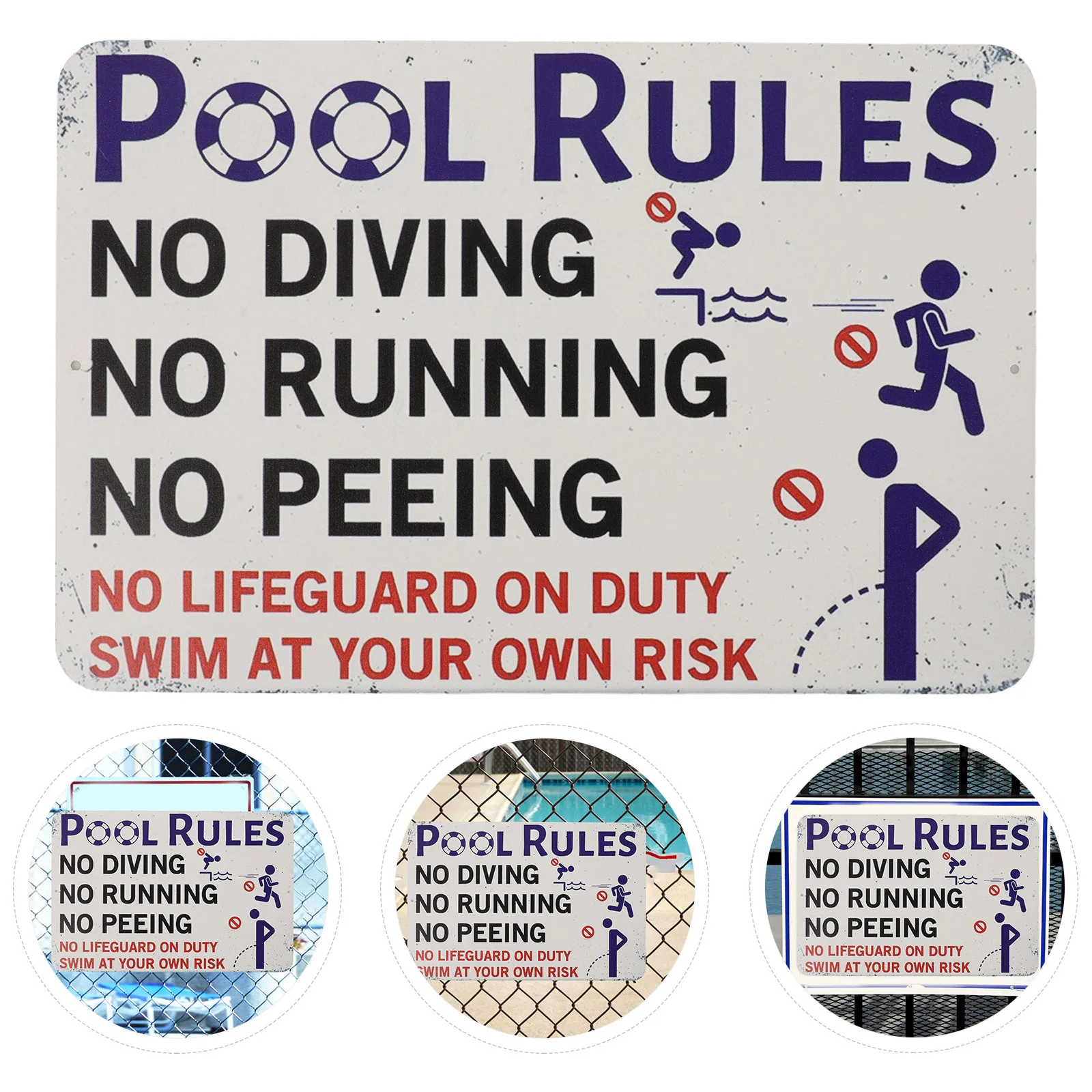 

Metal Swimming Rules Sign Durable Waterproof Safety Sign Outdoor Wall Decor Fun Design Easy Install Pool Area Decorative Plate