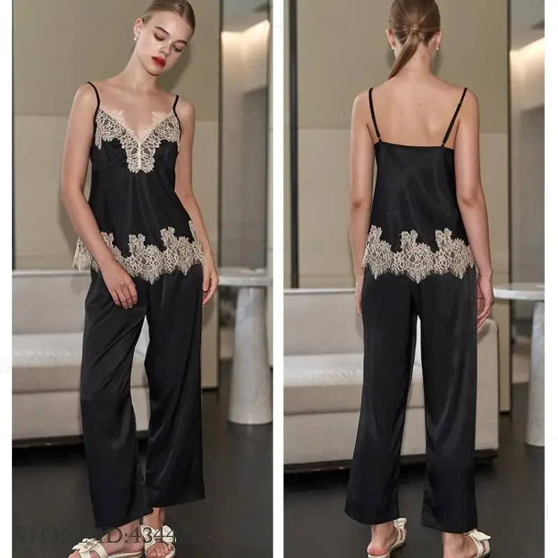 Primavera Autunno Nuovo Femminile 3PCS Pigiama Set Indumenti Da Notte Sexy Accappatoio di Pizzo Pigiama Vestito Allentato Casual Indumenti Da Letto In Raso Vestiti Per La Casa