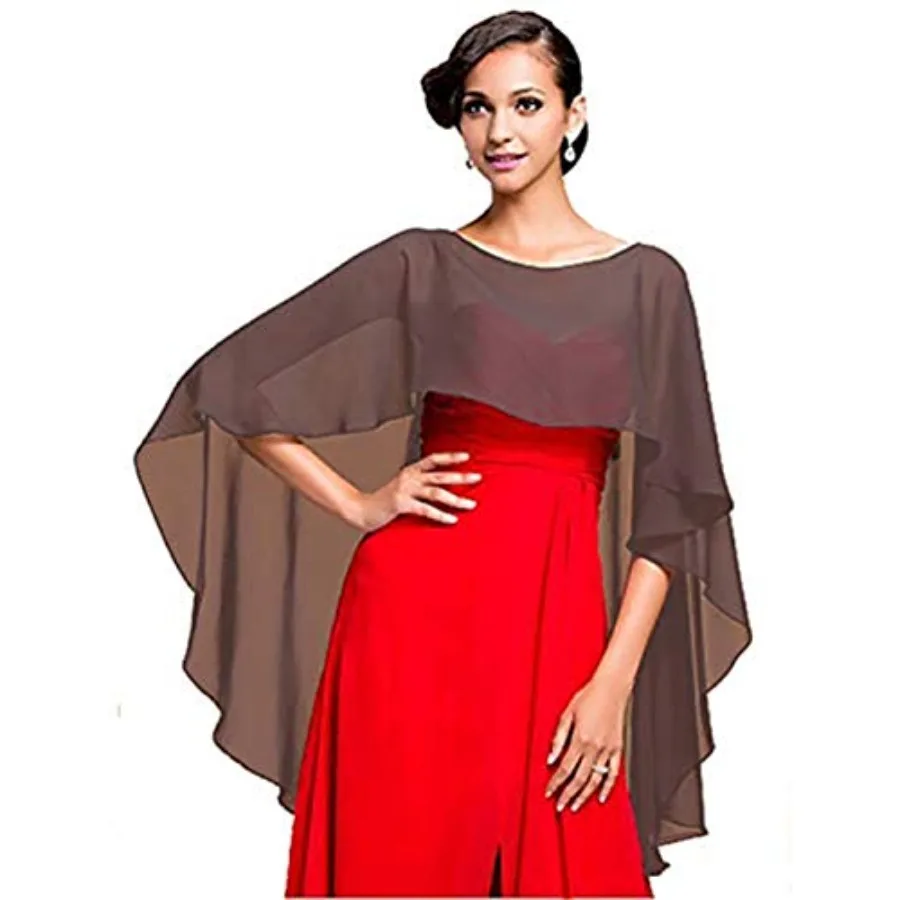 Custom Made Wedding Capes Black Chiffon Wedding Bridal Wraps 2018