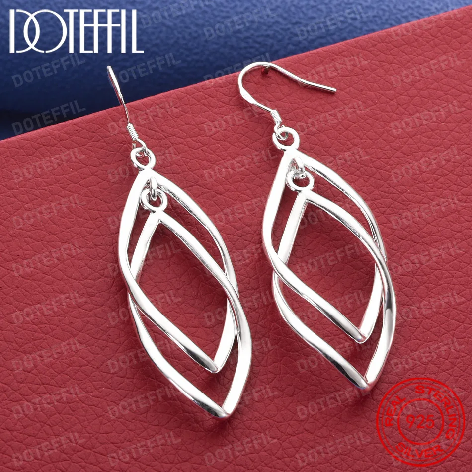 925 Sterling Silver Delicate Openwork Earrings for Women, Fashionable Wedding Party Gift Jewelry Accessories