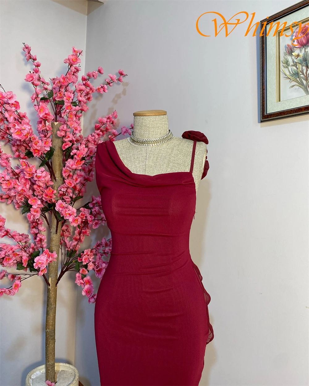 Customized Elegant One Shoulder Sleeveless Evening Dress High Quality Chiffon Prom Dresses Temperament Flowers Party Gowns