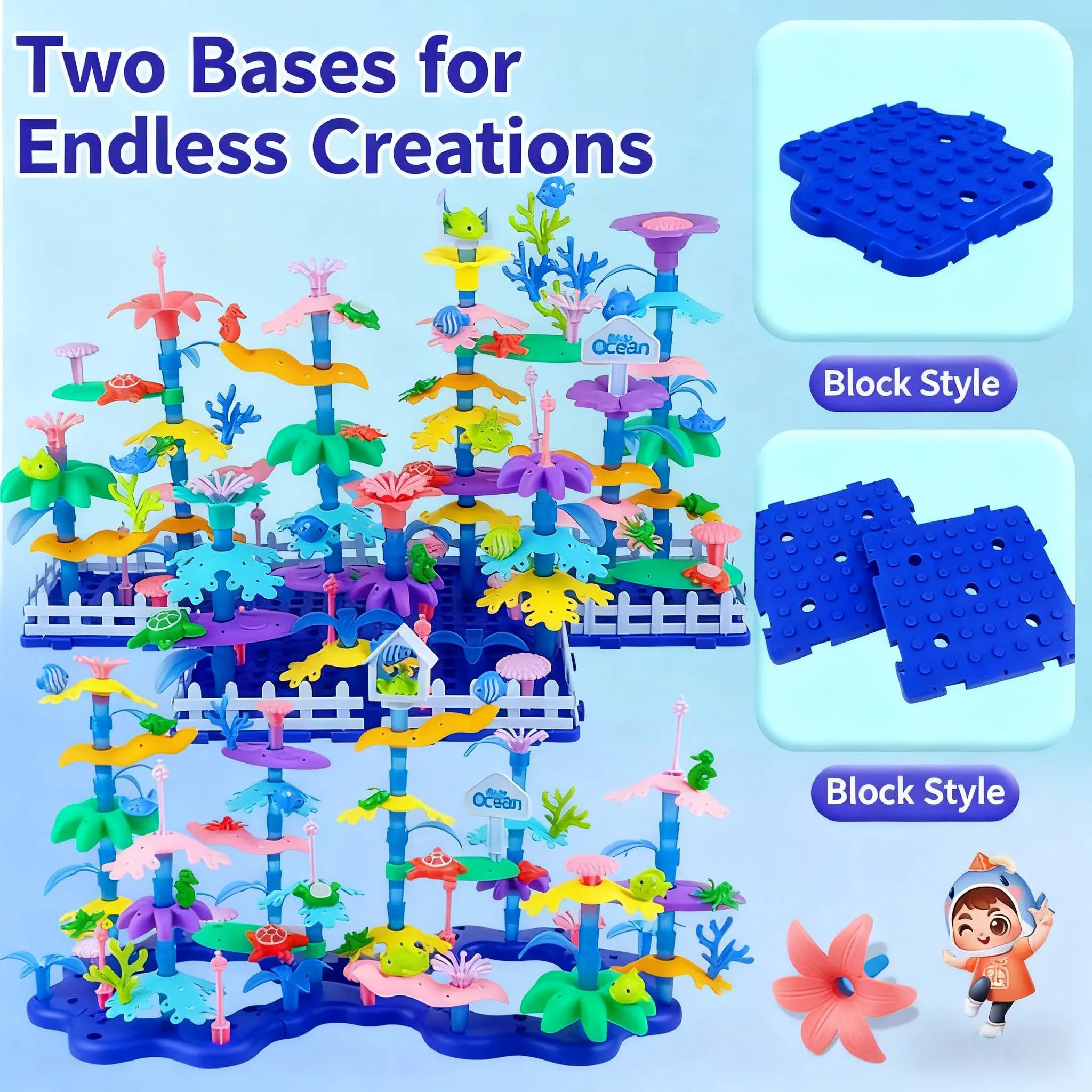 الفتيات المحيط المرجان اللبنات الاطفال زهرة حديقة باقة اللعب الإبداعية تزايد DIY بها بنفسك حديقة الأزهار بين الوالدين والطفل