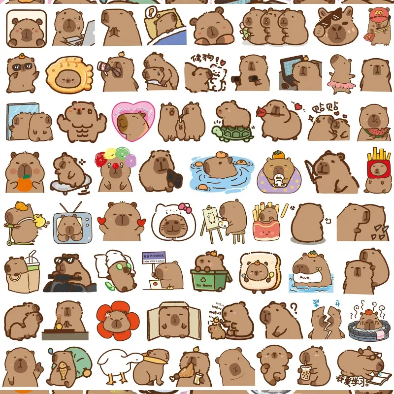 100 pièces dessin animé personnalité Capybara créatif Doodle autocollants décoratifs