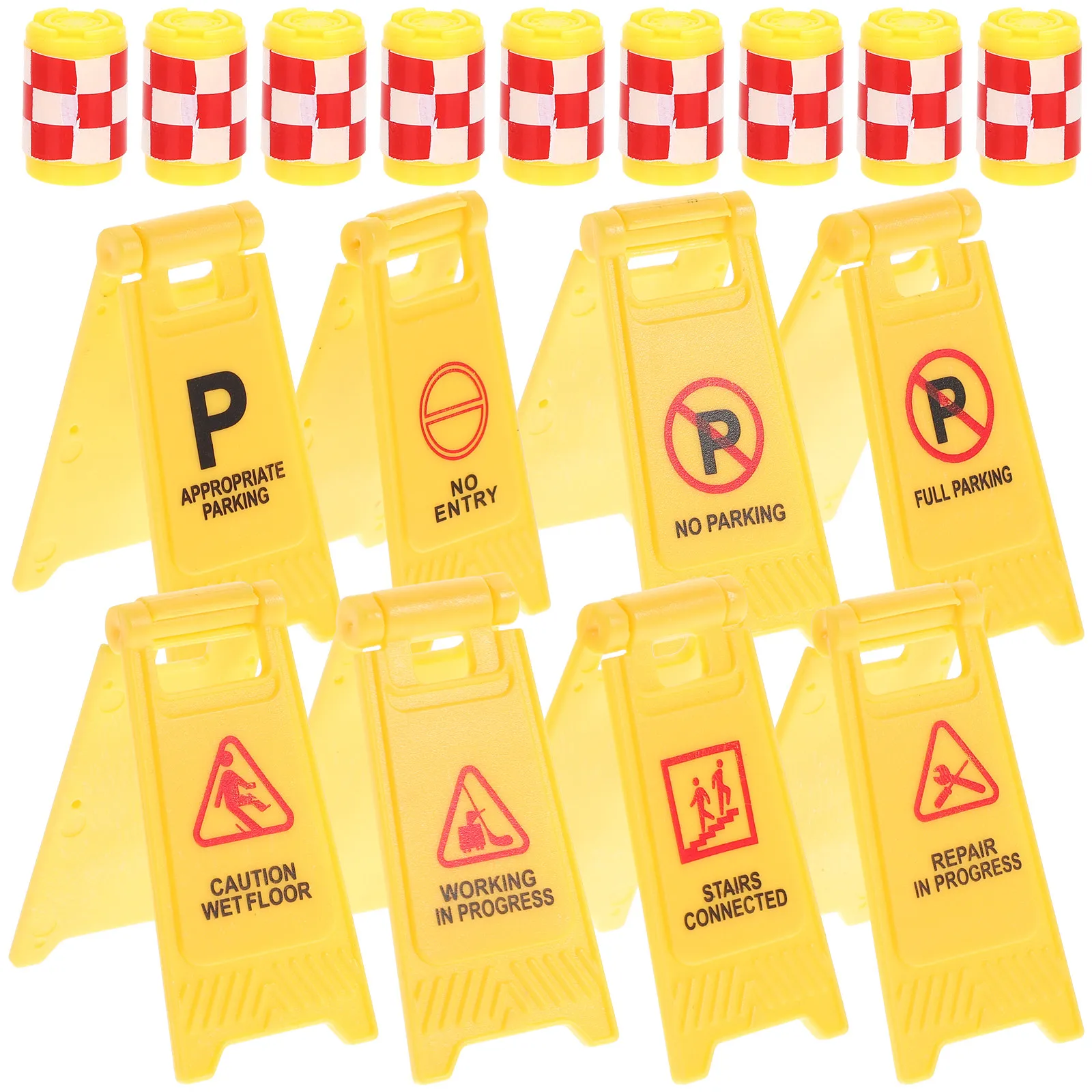 

16Pcs Traffic Road Signs Miniature Anti-Collision Barrels Early Learning Kids Role Play Educational Traffic Roadblock Set
