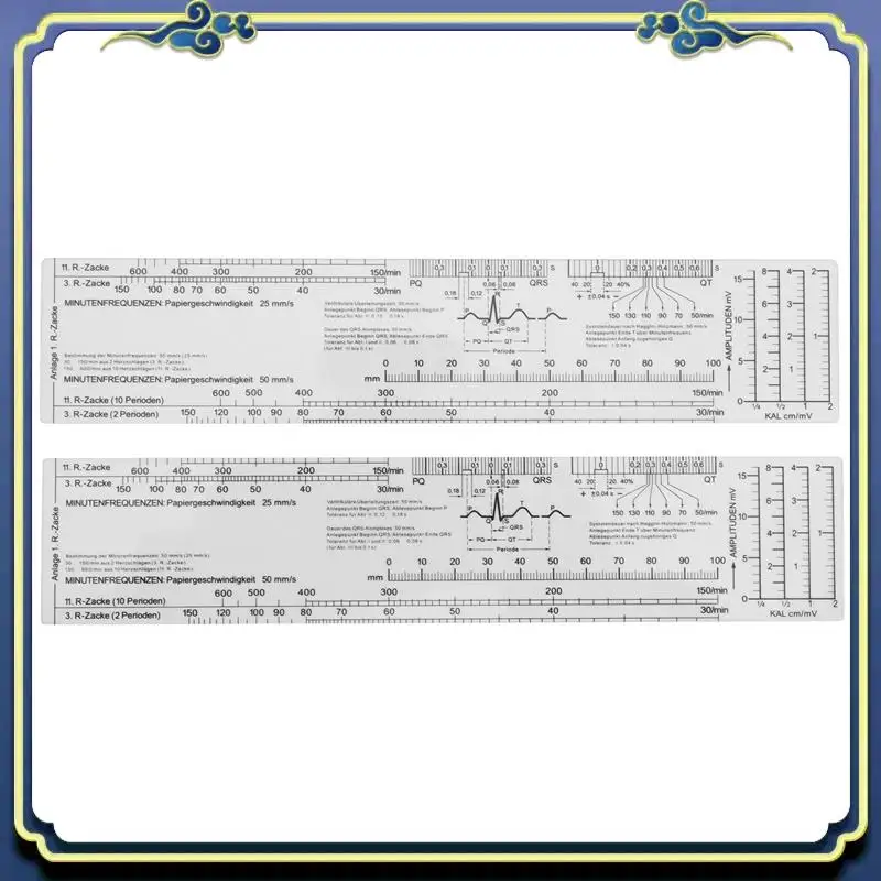 Portable 3X Essential EKG Ruler Pocketcard In English