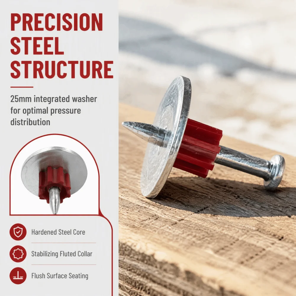100pcs Reliable With Washer Powder Actuated Fasteners Robust Durable Steel Nail Kit Drive Pins For Ceiling Wall