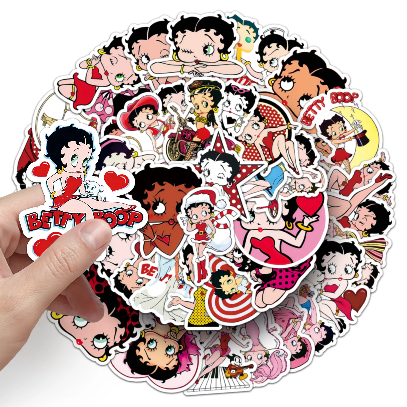 Betty Boop 50 Aufkleber mit hohem Farbwert, niedlicher, hochauflösender Druck, kreatives Mädchenherz, Handbuch, Graffiti, dekorative Aufkleber – Detail 7