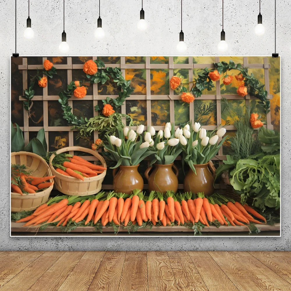 Carrots Cabinet Backdrops for Photography Baby Shower Easter Party Background Kids Photo Photographic Photocall Studio Shoots