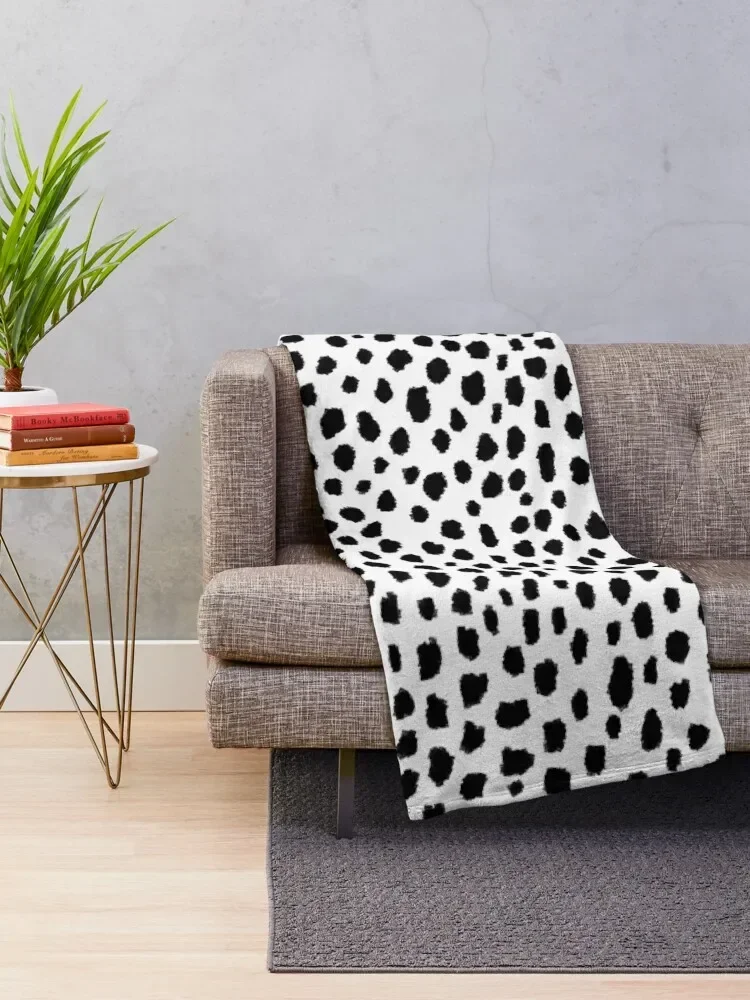 Dalmatian Spots (black/white) Throw Blanket Bed covers Weighted blankets ands Blankets