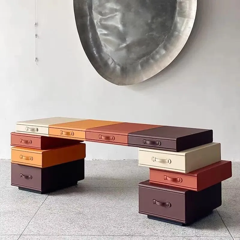 Creative Modern Solid Wood Computer Desk Simple Design Italian Style Family Study Table Office Leather Bag