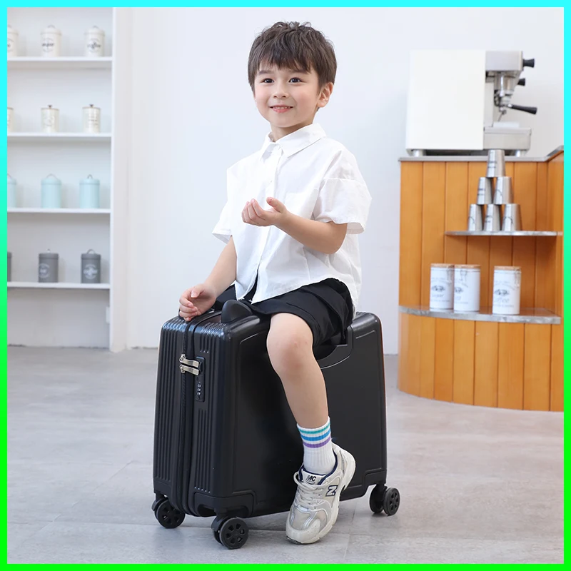 Kids Luggage lovely Travel Suitcase on spinner wheel Sit and ride Baby Children Travel Password Box Carry on Trolley Luggage Bag