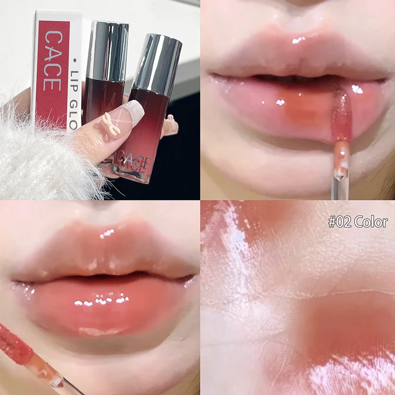 สีดําชาสีน้ําตาลลิปกลอส Mirror Water Lip Glaze สูง Pigment Moisturizing เซ็กซี่ Lip Tint Balm กันน้ําแต่งหน้าเครื่องสําอางเกาหลี