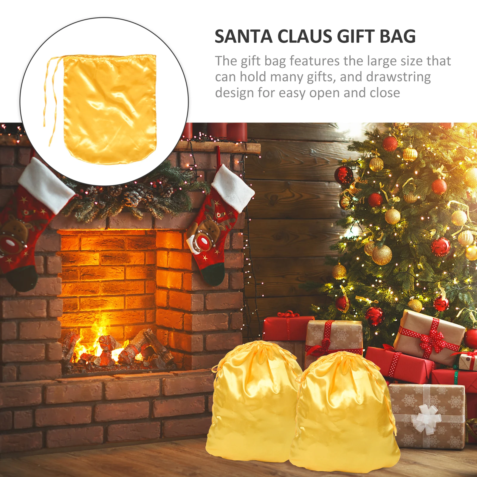 

Large Christmas Gift Bag Santa Claus Drawstring Pouch Xmas Party Favors Reusable Candy Bag Gift Storage Containers