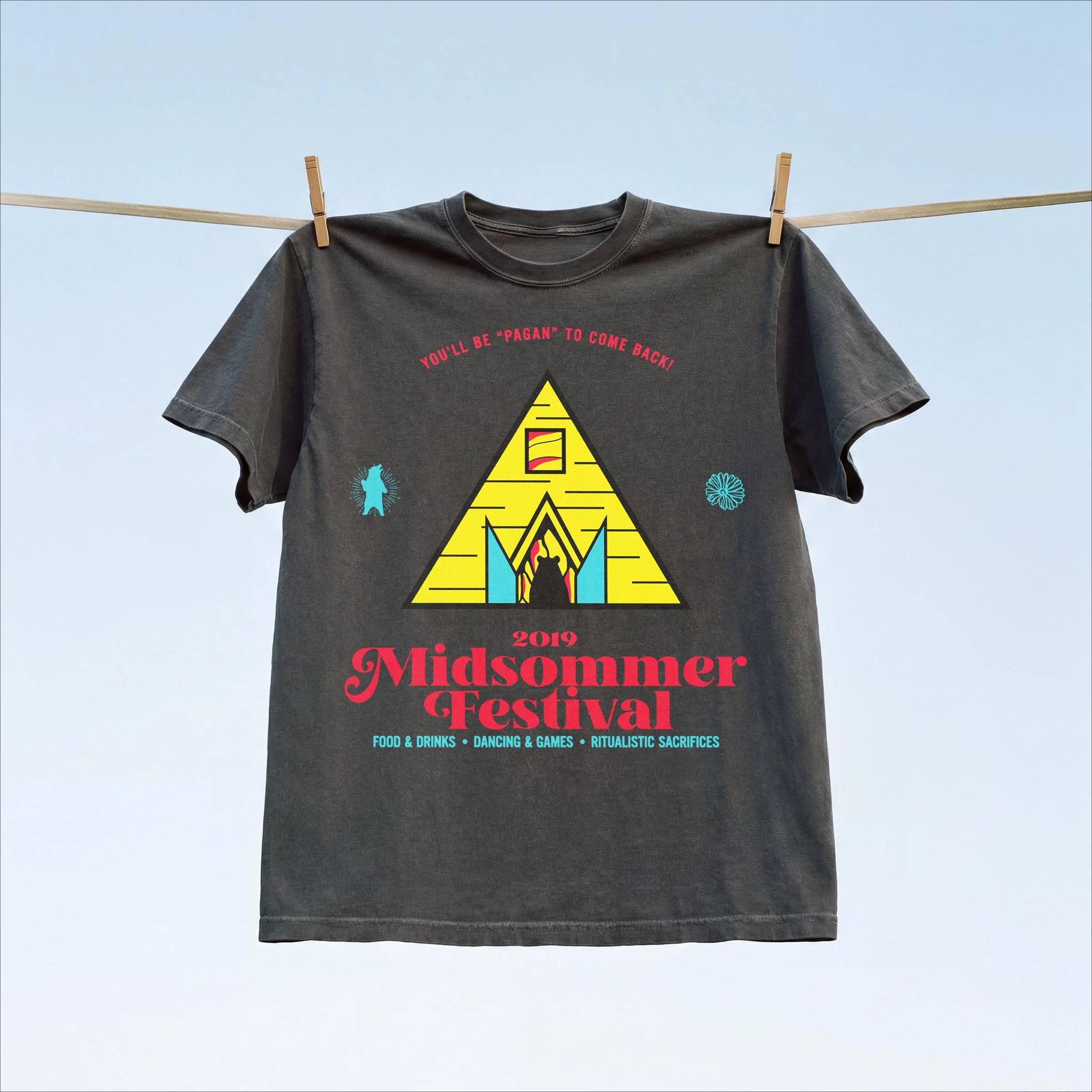 Summer Women's Midsommar Festival Temple T-shirt  Streetwear Oversized Loose Casual Short Sleeve Suitable for All Seasons