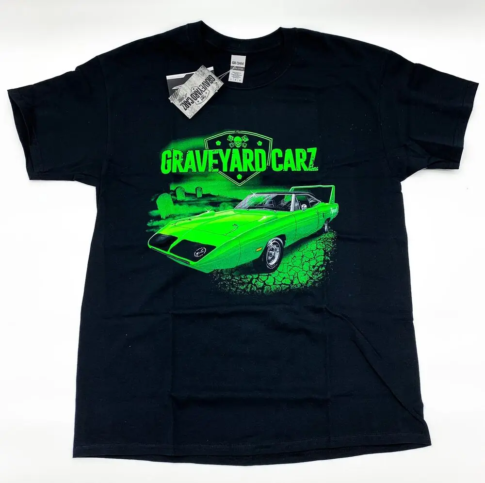 Graveyard Carz T-Shirt - Black w/ Green Plymouth Superbird Restored (Licensed)