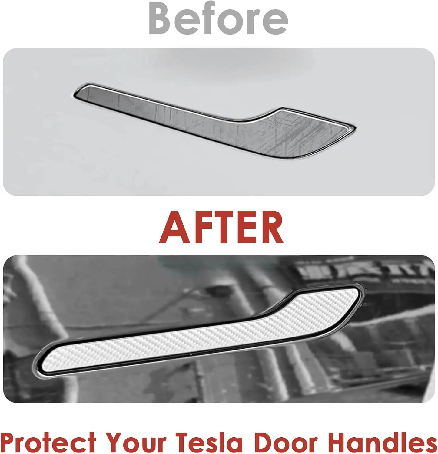 Door Handle Wrap Cover Compatible with Tesla Model 3 Model Y 2024-2020 Carbon Fiber Door Panel Covers Exterior Sticker Trim Pro