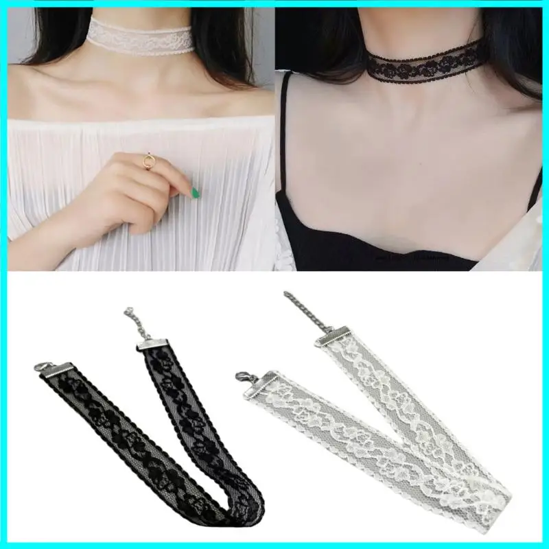 Short Lace Choker Nekclace for Women Girl Black White Color Floral Fashion Romantic Necklace Gift for Party Neck Jewelry